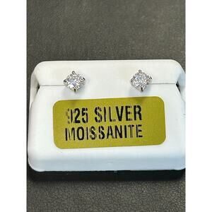 MOISSANITE studs 925 silver‎ earrings- screwbacks